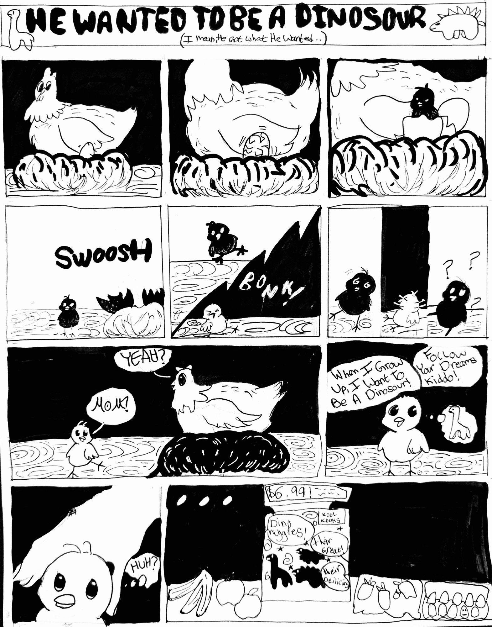Comic strip by student — He Wanted to Be a Dinosaur